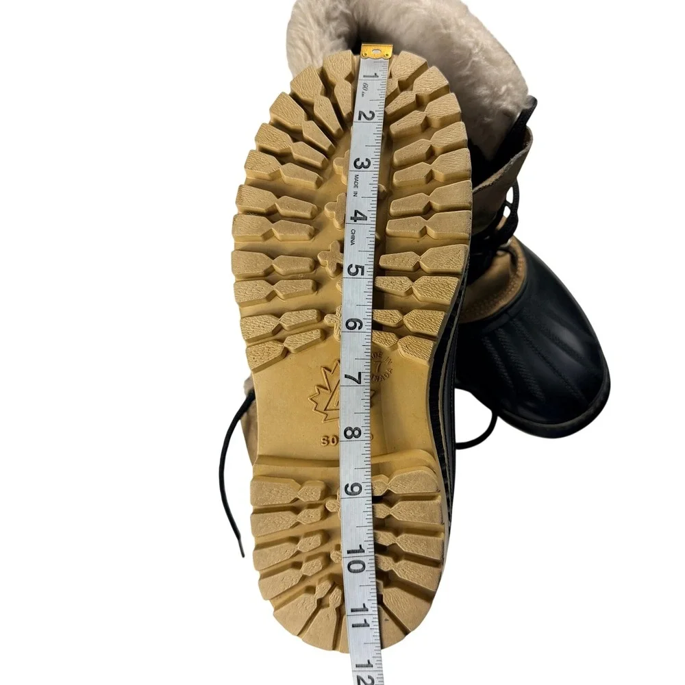 Sorel Kaufman Buffalo Winter Boots Mens 7 Made in Canada Tan Black Leather Wool
